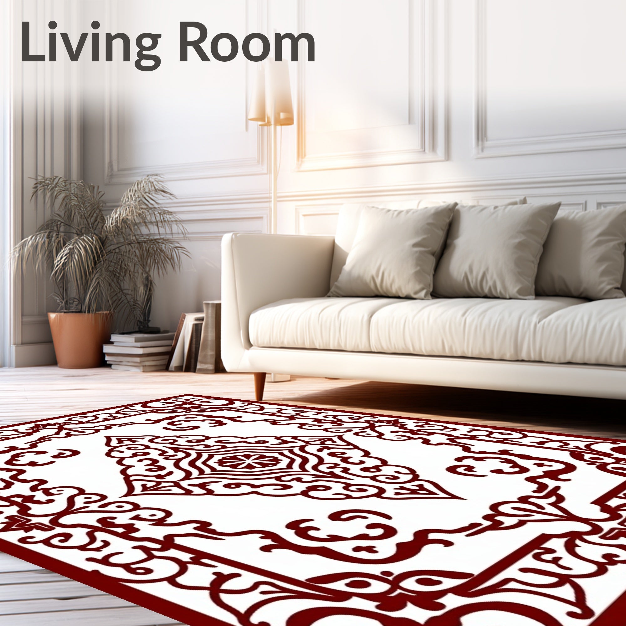 Ornate Floral Border Design Rug
