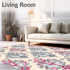 Damask Floral Pattern with Pink Accents Rug