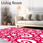 Crimson Swirls Circular Collage Rug