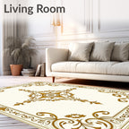 Elegant Golden Swirls Motif Rug
