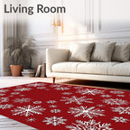 Red White Snowflake Pattern Rug