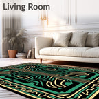 Emerald Gold Labyrinth Symmetry Rug