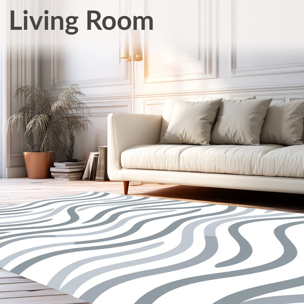 Muted Gray Wavy Lines Pattern Rug