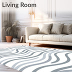 Muted Gray Wavy Lines Pattern Rug