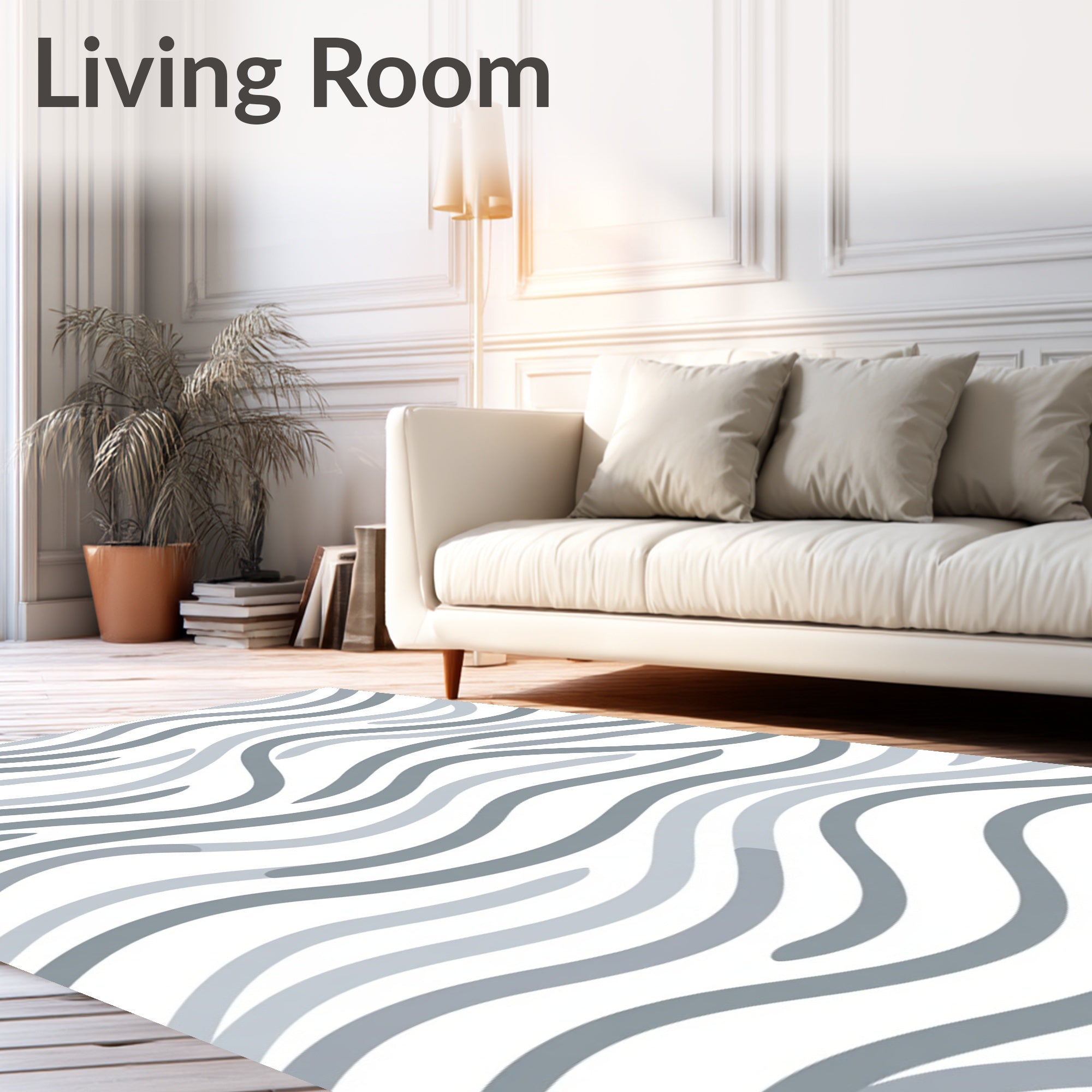 Muted Gray Wavy Lines Pattern Rug