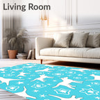 Playful White Dogs Stars Pattern Rug
