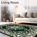 Ornate Vintage Floral Scroll Pattern Rug