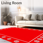 Red Snowflake Border Pattern Rug