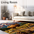 Majestic Elk Wildlife Landscape Rug