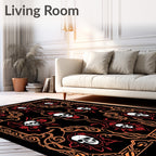 Gothic Skull Rose Ornate Design Rug