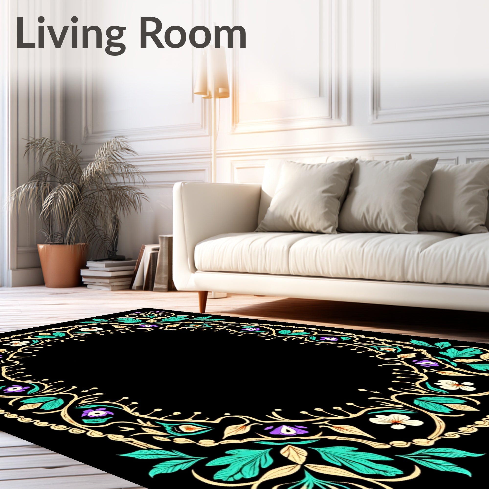 Ornate Floral Swirls Pattern Rug