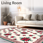 Red Floral Decorative Pattern Design Rug