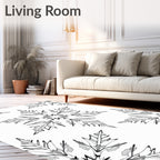 Monochromatic Floral Mandala Pattern Rug