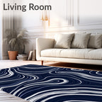 Abstract Swirls Cobalt Contrast Rug