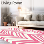 Pink Wavy Zigzag Pattern Rug