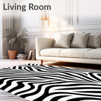 Black White Striped Pattern Rug