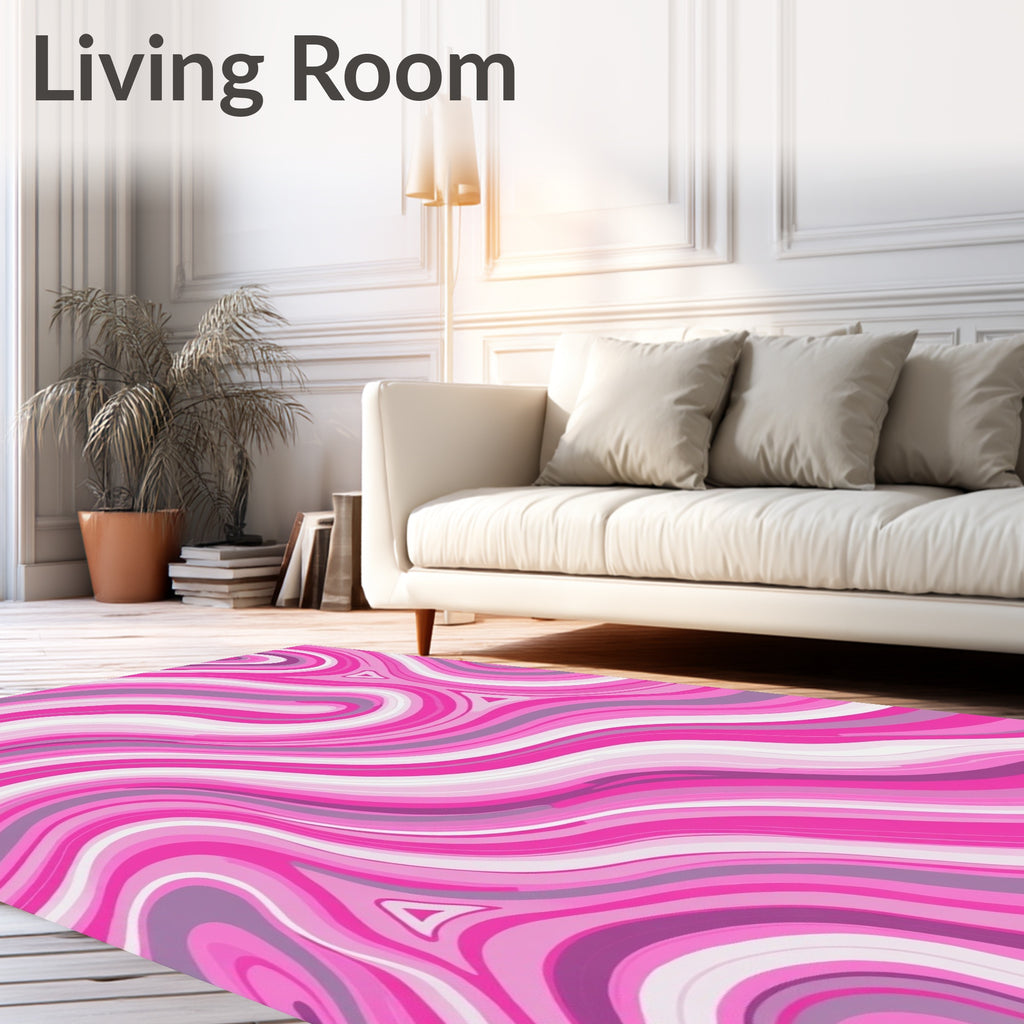 Pink Swirl Marble Pattern Rug