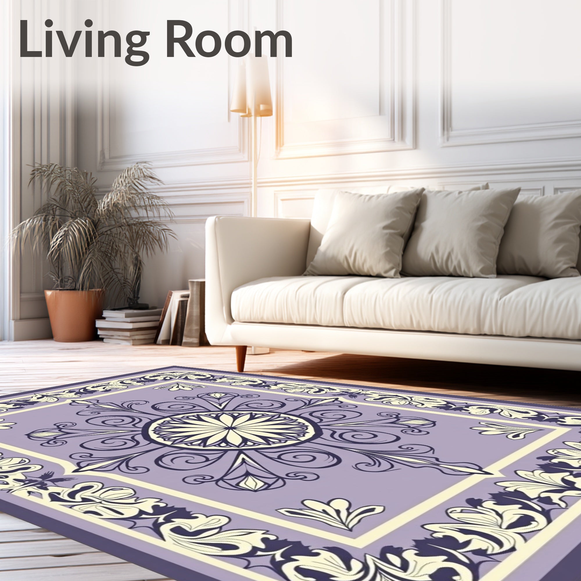 Floral Swirls Vintage Lavender Rug
