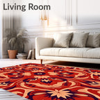 Bold Red Floral Mandala Design Rug