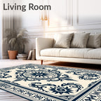 Ornate Floral Vine Scrollwork Design Rug