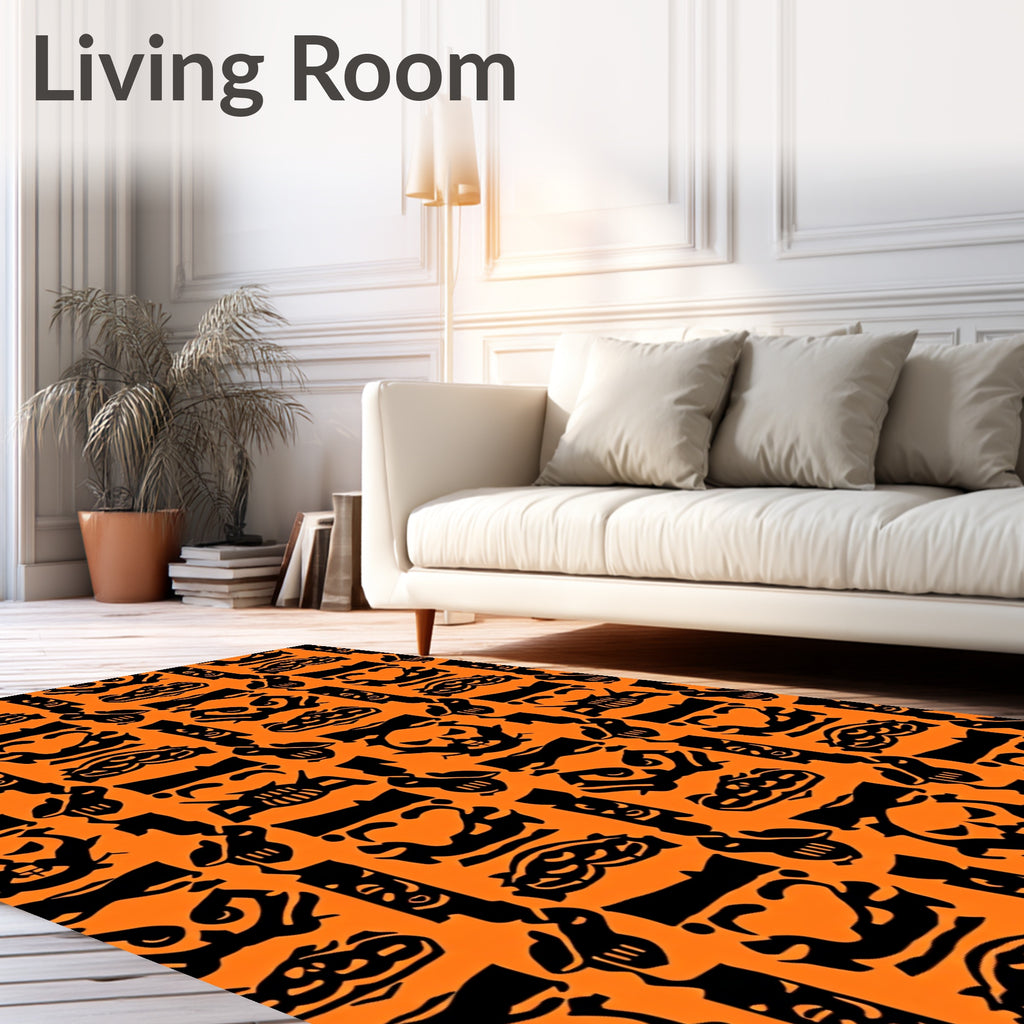 Halloween Skull Mask Pattern Rug