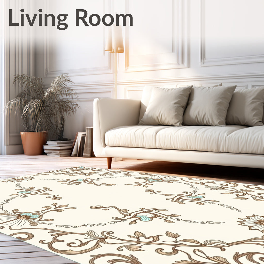 Vintage Floral Swirls Design Rug