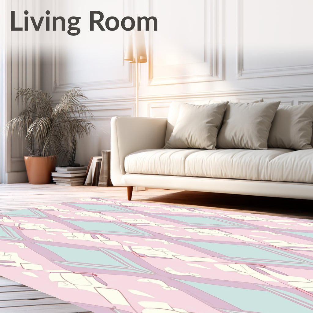 Pastel Diamond Patterned Elegant Rug
