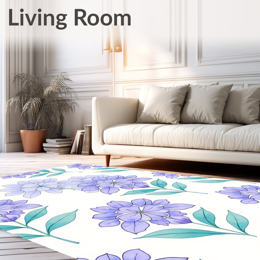 Pastel Floral Branches Watercolor Design Rug