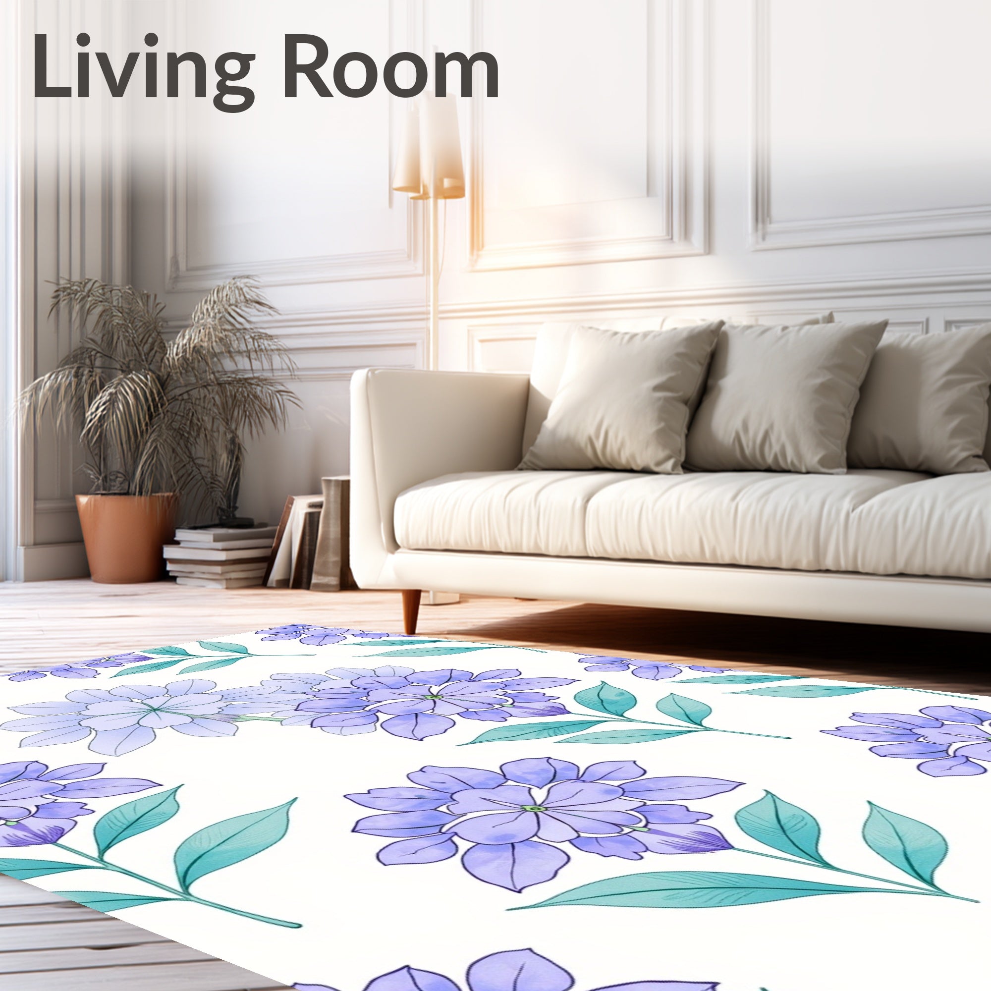 Pastel Floral Branches Watercolor Design Rug
