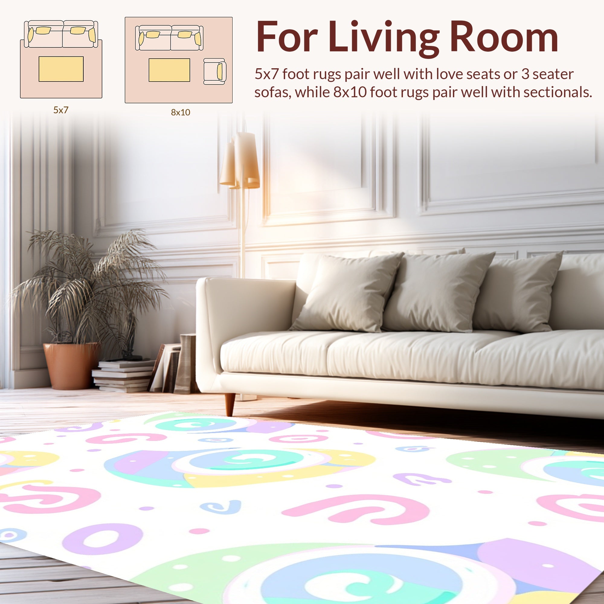 Pastel Swirl Dot Pattern Rug