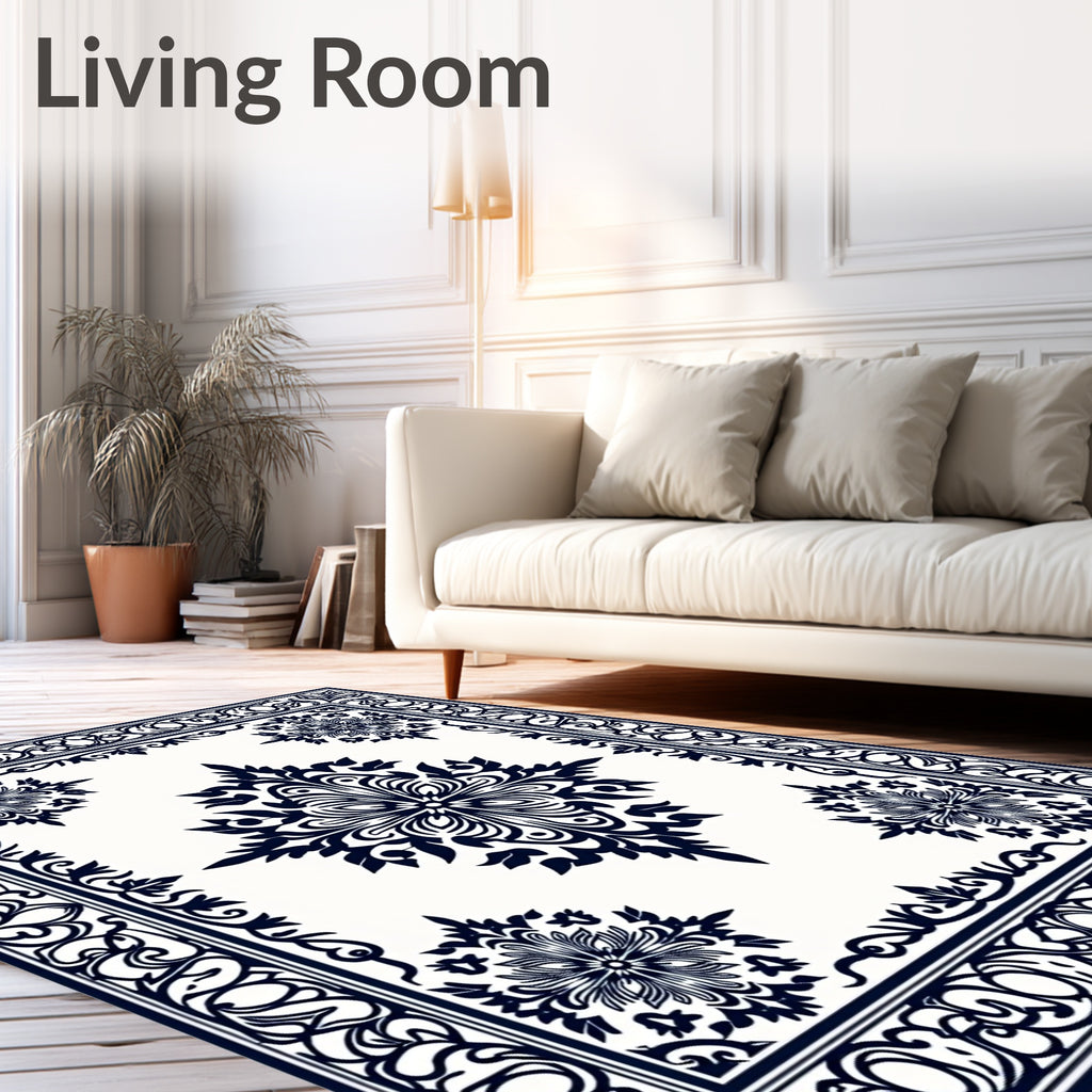Classic Floral Medallion Border Design Rug