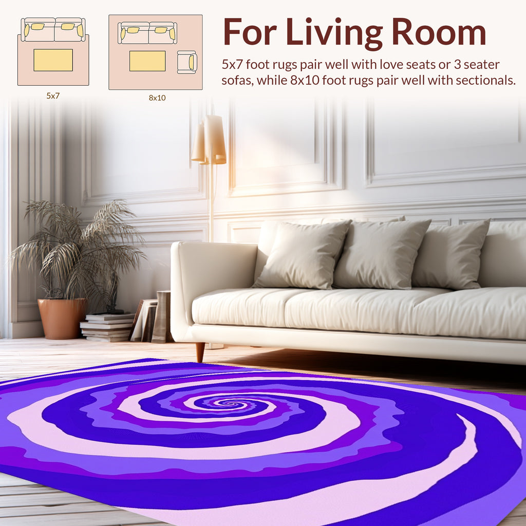 Vibrant Purple Swirl Abstract Rug