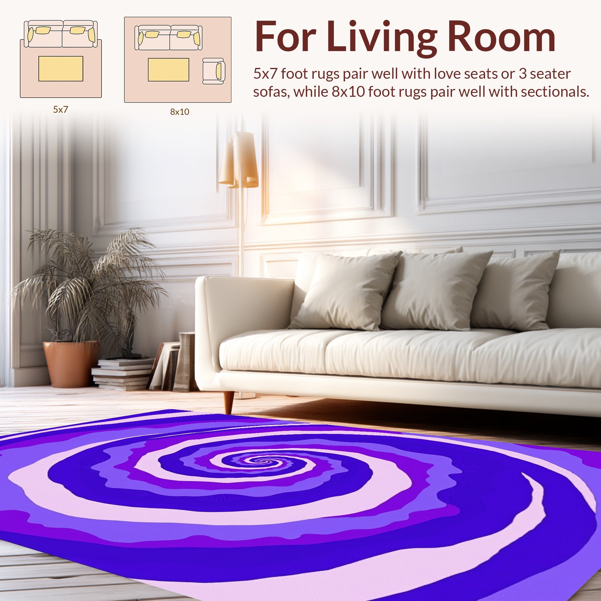 Vibrant Purple Swirl Abstract Rug