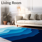 Abstract Blue Mountain Layers Rug