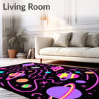 Neon Galaxy Planets Swirls Stars Rug