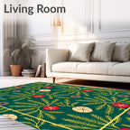 Botanical Branch With Ornaments Pattern Rug