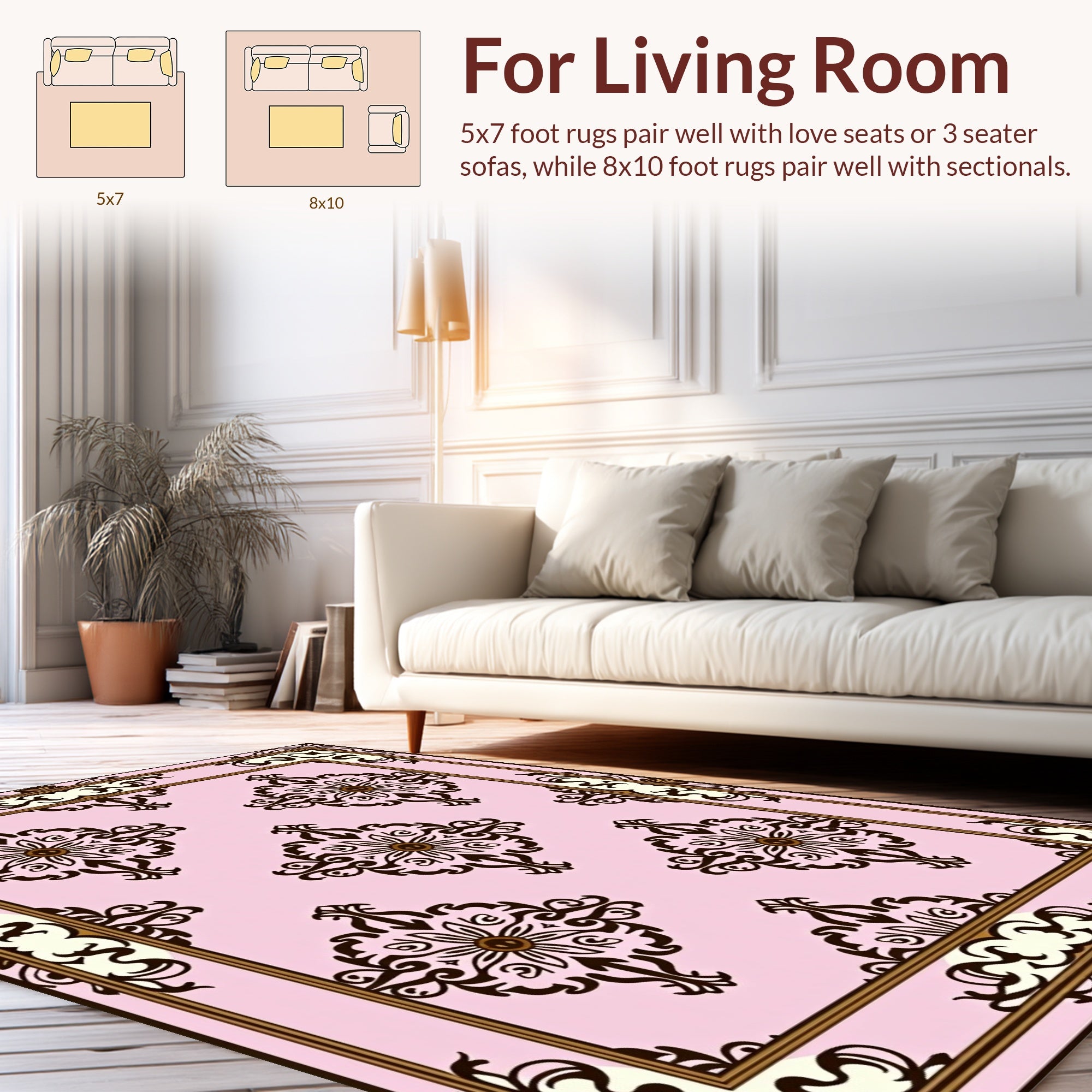 Ornate Floral Pattern With Cream Border Rug