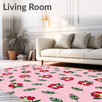 Pink Red Floral Botanical Scatter Rug