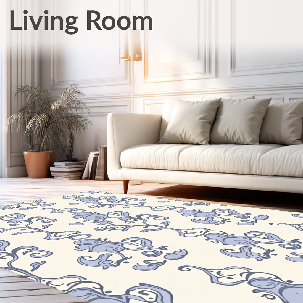 Ornate Floral Damask Pattern Rug
