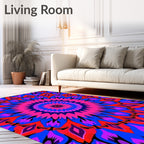 Bold Psychedelic Floral Medallion Design Rug