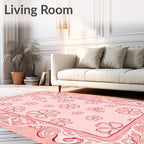 Pink Floral Lace Border Rug