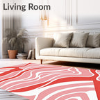 Pink White Swirl Abstract Pattern Rug