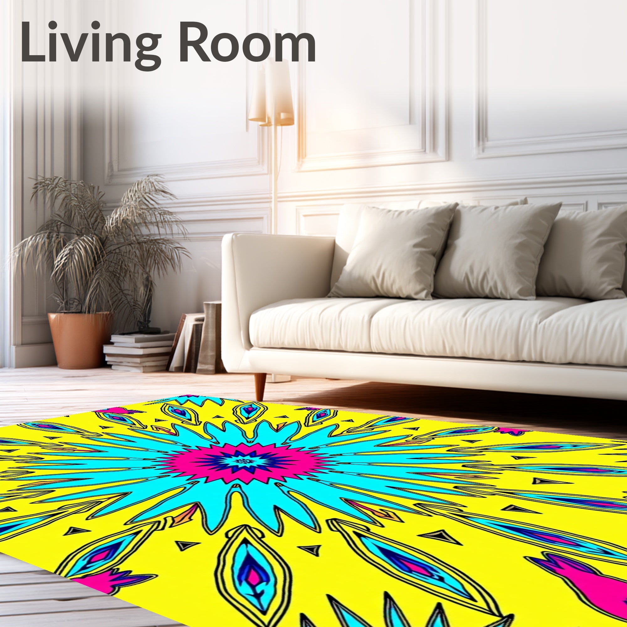 Vibrant Abstract Sunburst Geometric Rug