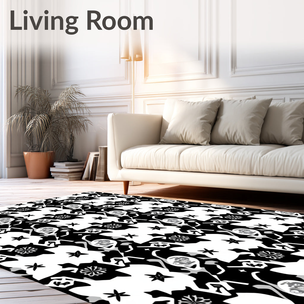 Abstract Skull Star Pattern Rug