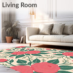 Ornate Rose and Leaf Pattern Rug