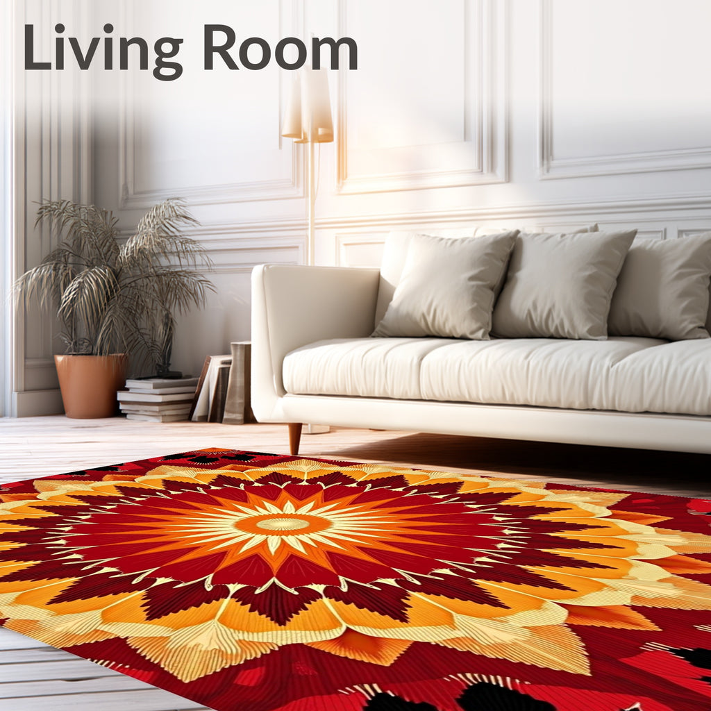 Radiant Sunburst Mandala Pattern Design Rug