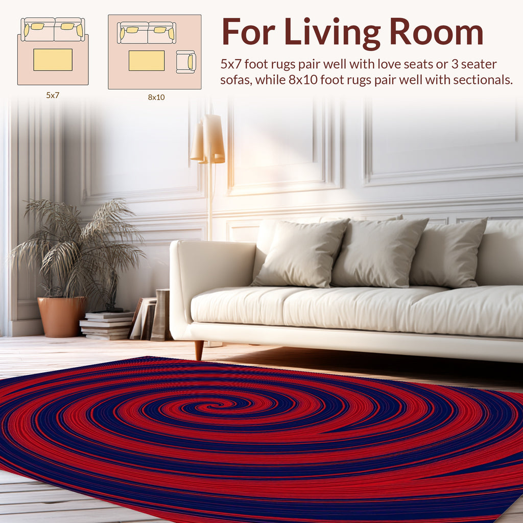 Crimson Swirl Dynamic Line Art Rug
