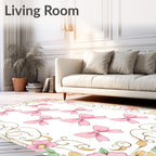 Pink Bows and Floral Swirls Rug