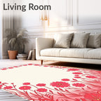 Vibrant Raspberry Floral Border Design Rug