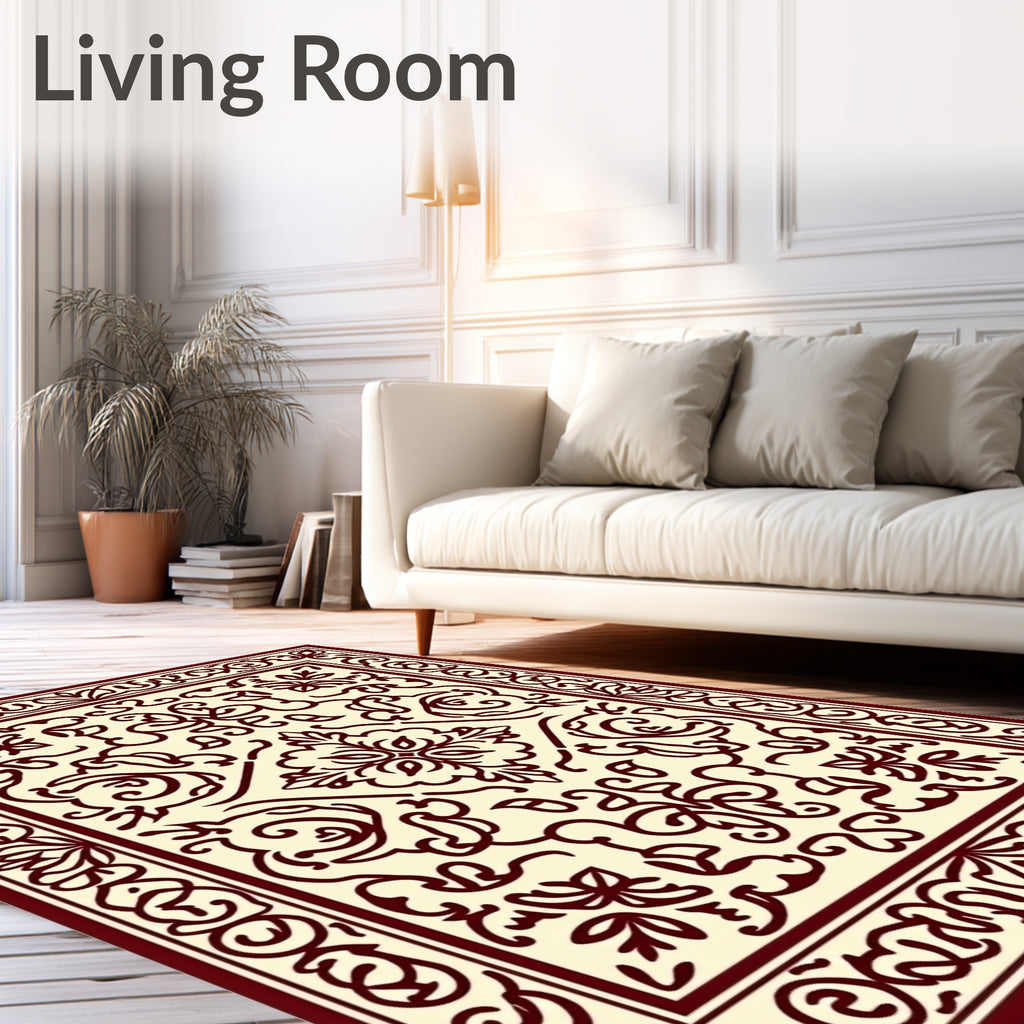 Elaborate Floral Intricate Swirl Pattern Rug